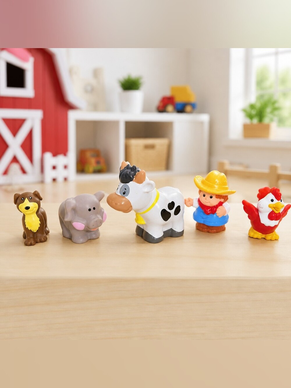 Vintage Fisher-Price Little People Farm Animal & Farmer Figures Lot of 5 1250